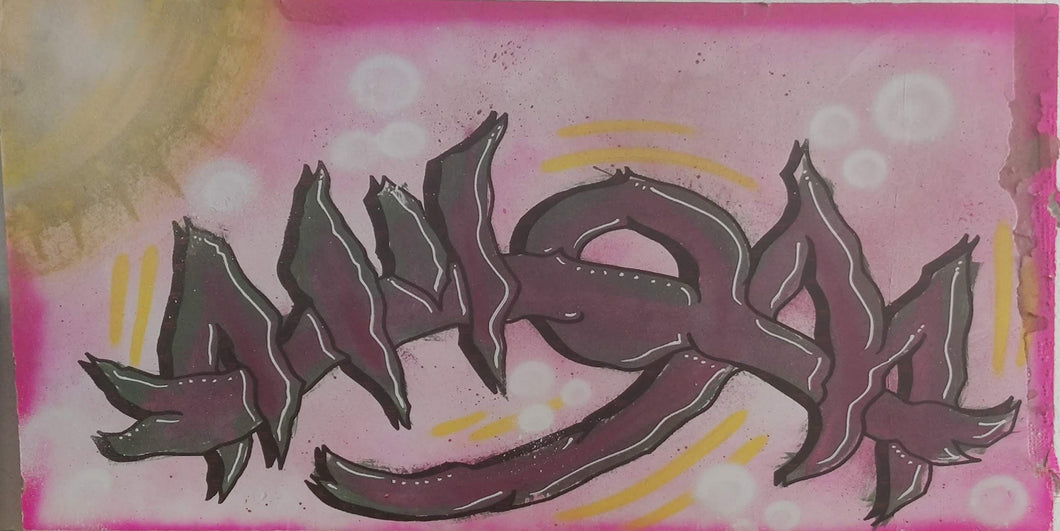 (Neon Pink Graffiti Panel) By